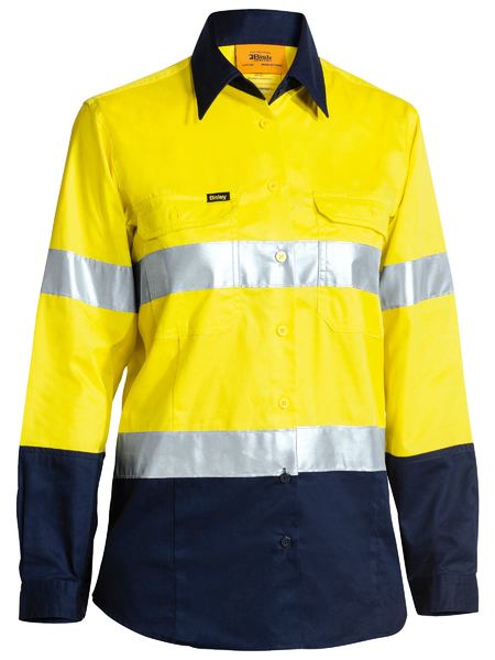 BISLEY LADIES TAPED HI VIS COOL LIGHTWEIGHT DRILL SHIRT