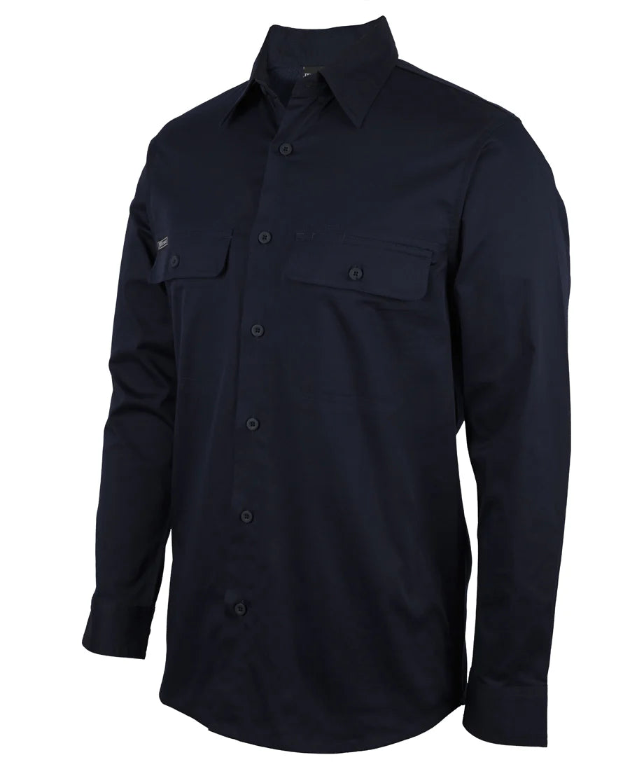JB'S L/S STRETCH WORK SHIRT - NAVY