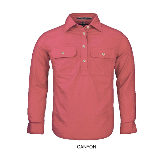 PILBARA KIDS CLOSED FRONT L/S SHIRT