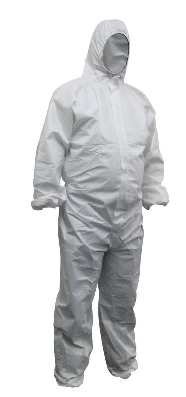 MAXISAFE WHITE POLYPROPYLENE DISPOSABLE COVERALLS