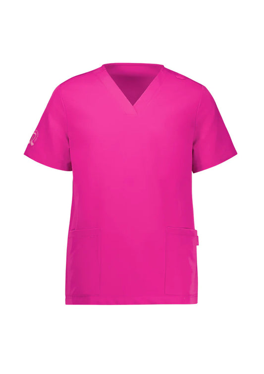 BIZ CARE LADIES PINK V-NECK SCRUB TOP
