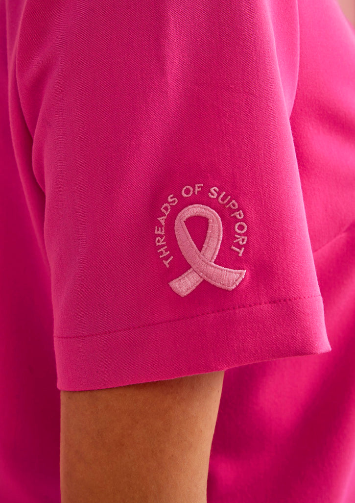 BIZ CARE LADIES PINK V-NECK SCRUB TOP