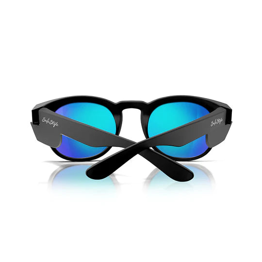 SAFESTYLE CRUISERS MATTE BLACK FRAME MIRROR BLUE POLARISED LENS UV400