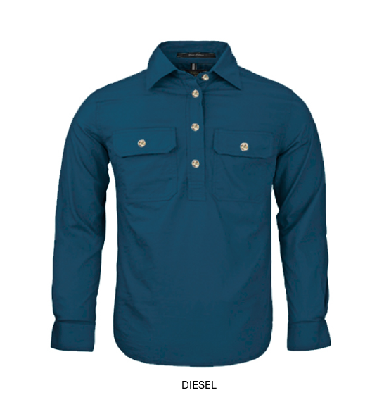 PILBARA KIDS CLOSED FRONT L/S SHIRT