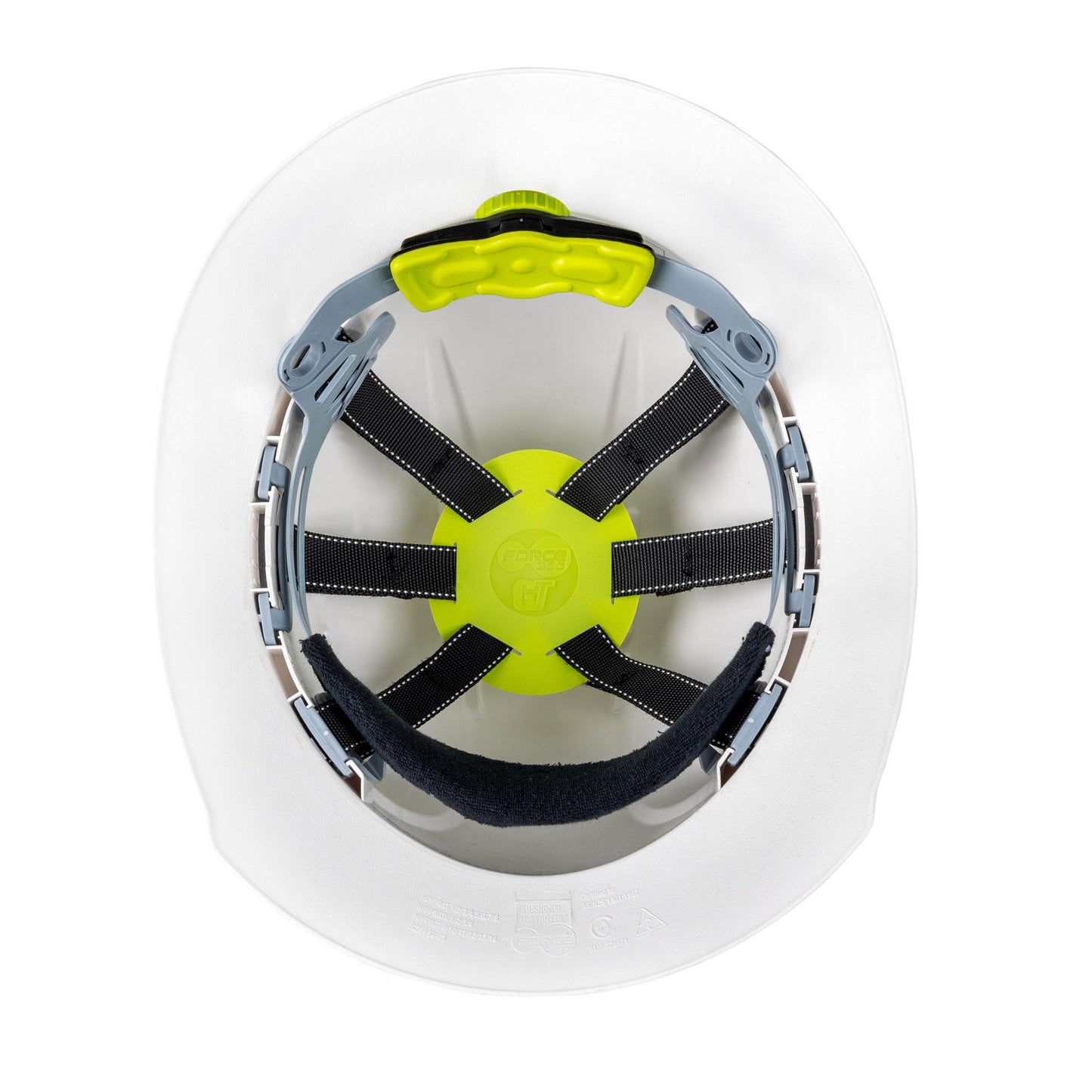 FORCE 360 GT11 TYPE 1 ABS VENTED BROAD BRIM HARD HAT WITH RATCHET HARNESS