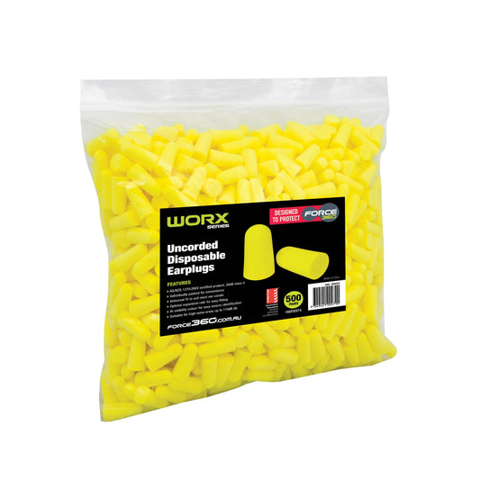 FORCE 360 BULLET SHAPED UNCORDED EARPLUGS BULK PACK (500PR)