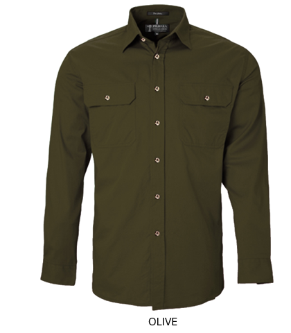 PILBARA MENS OPEN FRONT L/S SHIRT