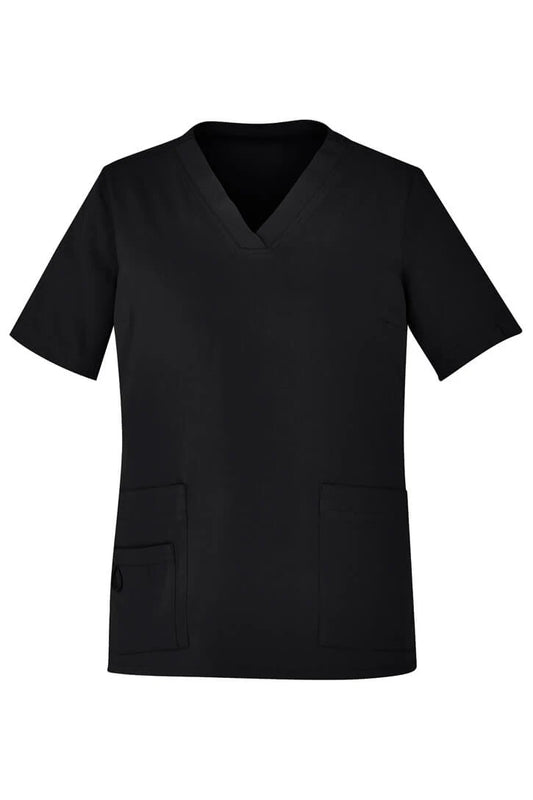 BIZ CARE LADIES AVERY V-NECK SCRUB TOP - BLACK
