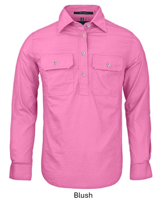 PILBARA LADIES CLOSED FRONT L/S SHIRT