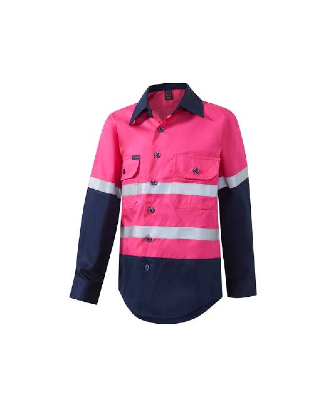 RITEMATE KIDS 2 TONE OPEN FRONT LONG SLEEVE SHIRT WITH REFLECTIVE TAPE