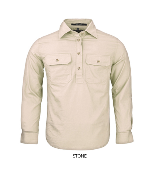 PILBARA KIDS CLOSED FRONT L/S SHIRT