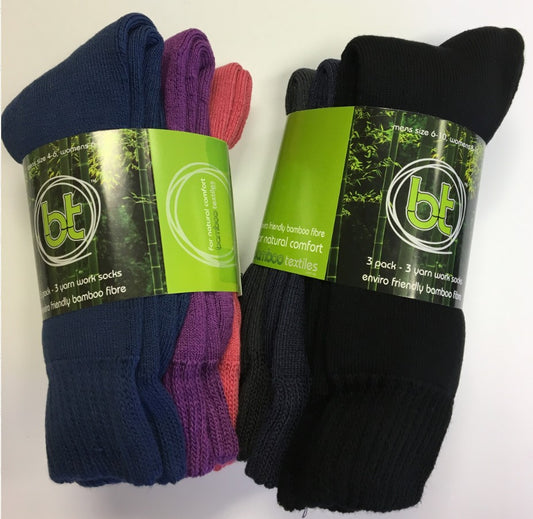 BAMBOO TEXTILES 3 YARN 3 PACK WORK SOCKS