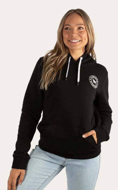 RINGERS WESTERN SIGNATURE BULL WOMENS PULLOVER HOODIE - BLACK/WHITE