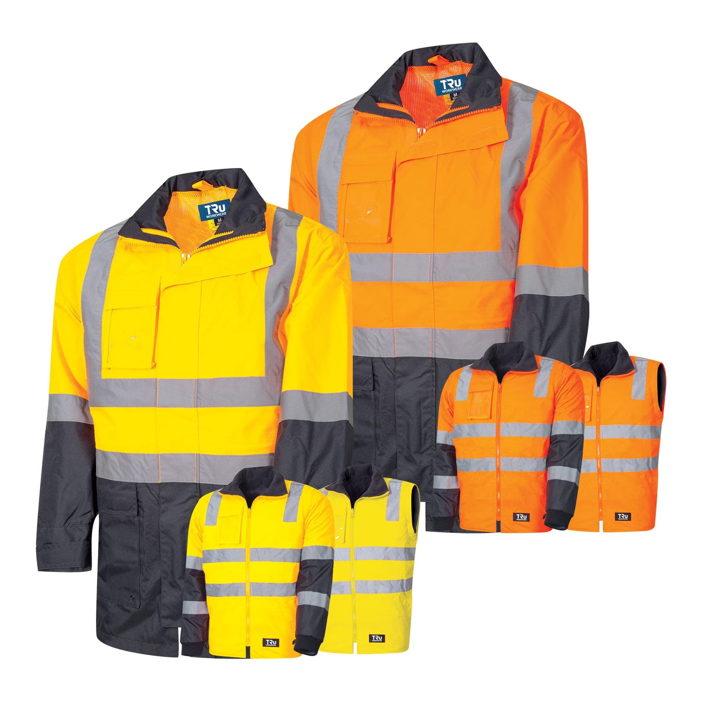 TRU WORKWEAR 6 IN 1 RAIN JACKET COMBO WITH REFLECTIVE TAPE