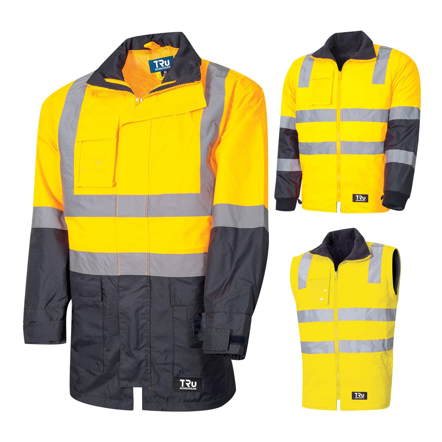 TRU WORKWEAR 6 IN 1 RAIN JACKET COMBO WITH REFLECTIVE TAPE