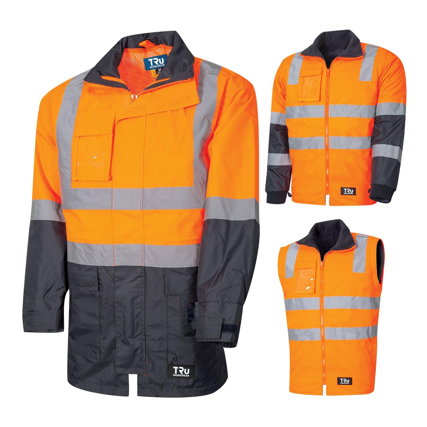 TRU WORKWEAR 6 IN 1 RAIN JACKET COMBO WITH REFLECTIVE TAPE