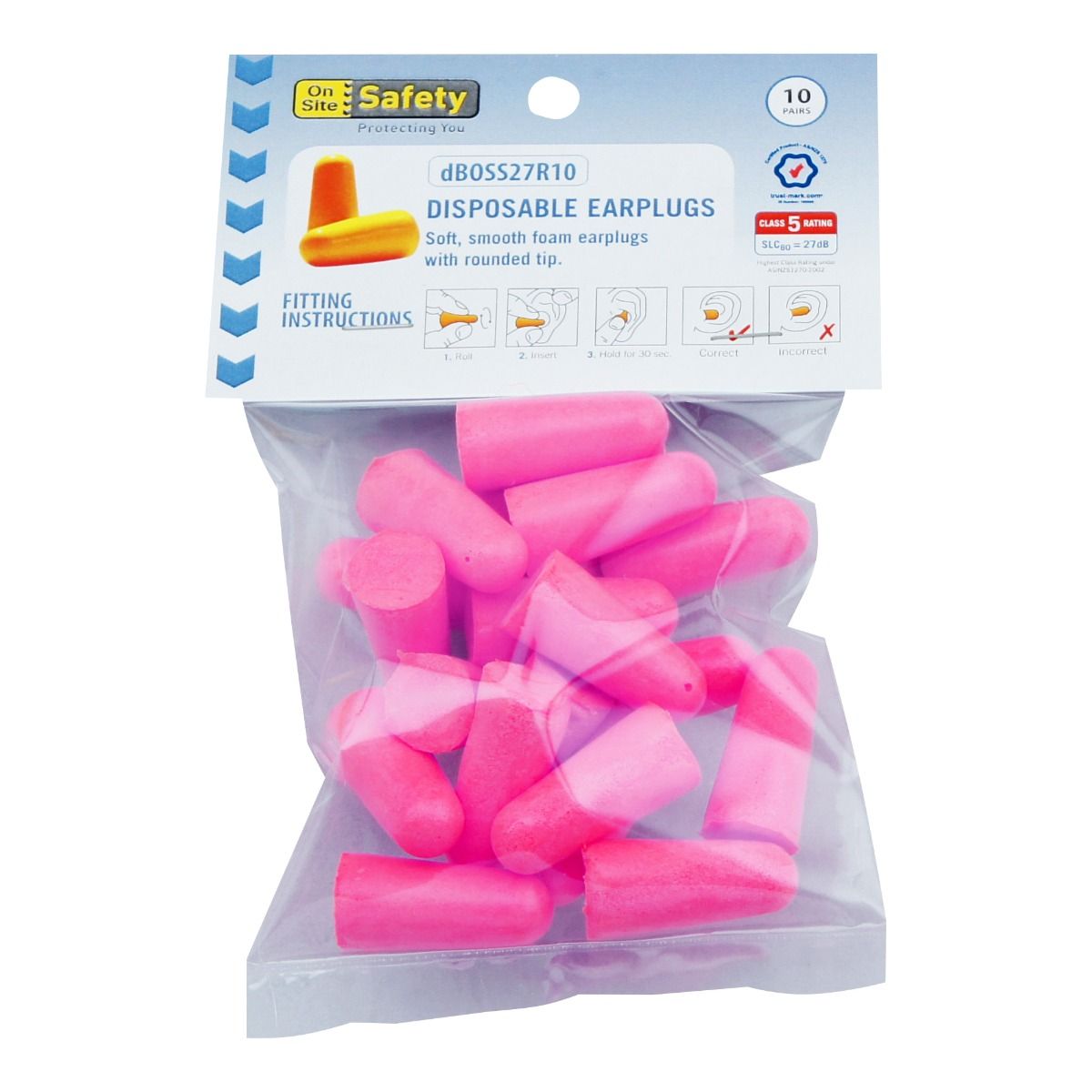 ON SITE SAFETY DISPOSABLE EARPLUGS (UNCORDED) - PINK (HANDY PACK)