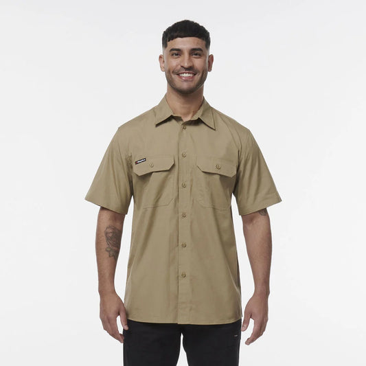 KINGGEE WORKCOOL VENTED SHIRT SHORT SLEEVE - KHAKI