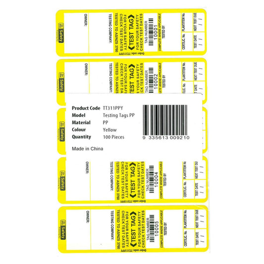 ON SITE SAFETY TESTING TAGS